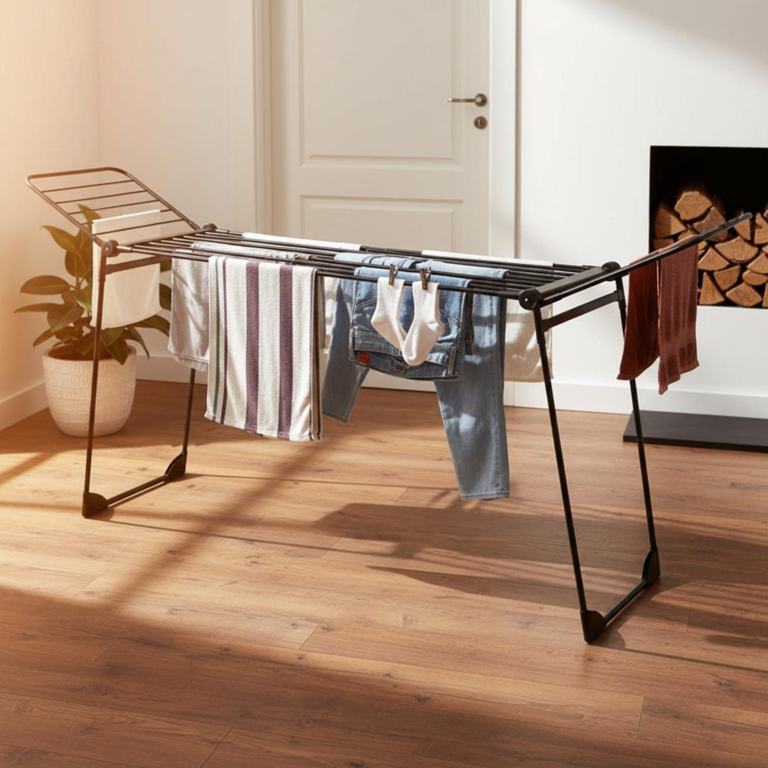 Large, foldable clothes drying rack, up to 25 kg, black, XXL, Kinghoff KH-2045 - Carlat