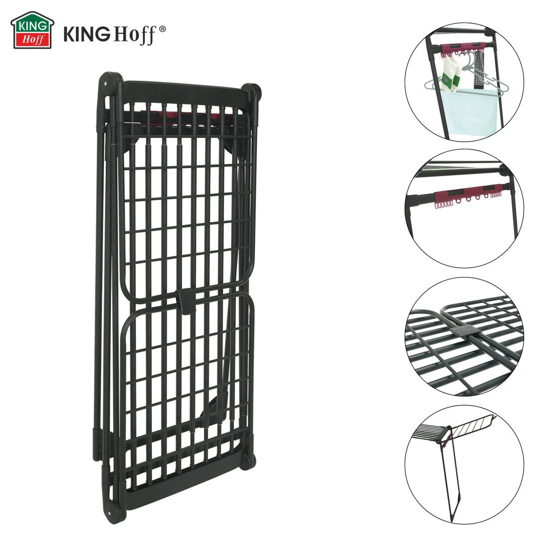 Large, foldable clothes drying rack, up to 25 kg, black, XXL, Kinghoff KH-2045 - Carlat