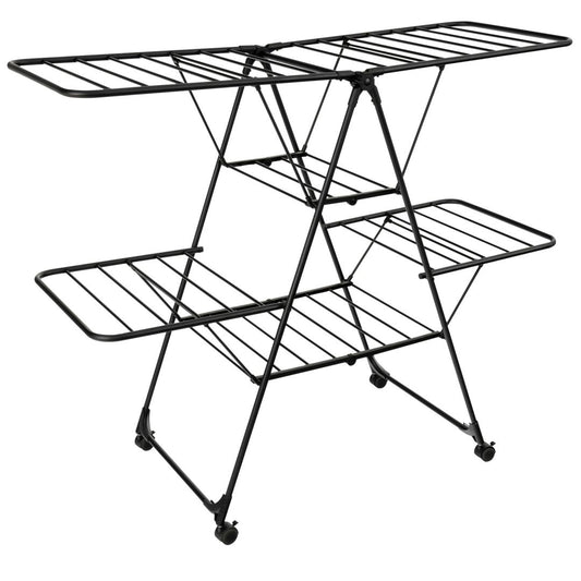 Large folding clothes drying rack with casters, 157 cm, Kinghoff KH-2046 - Carlat