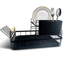 Large, freestanding, two-tier dish and cutlery drying rack with drip tray - Carlat