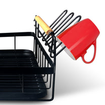 Large, freestanding, two-tier dish and cutlery drying rack with drip tray - Carlat