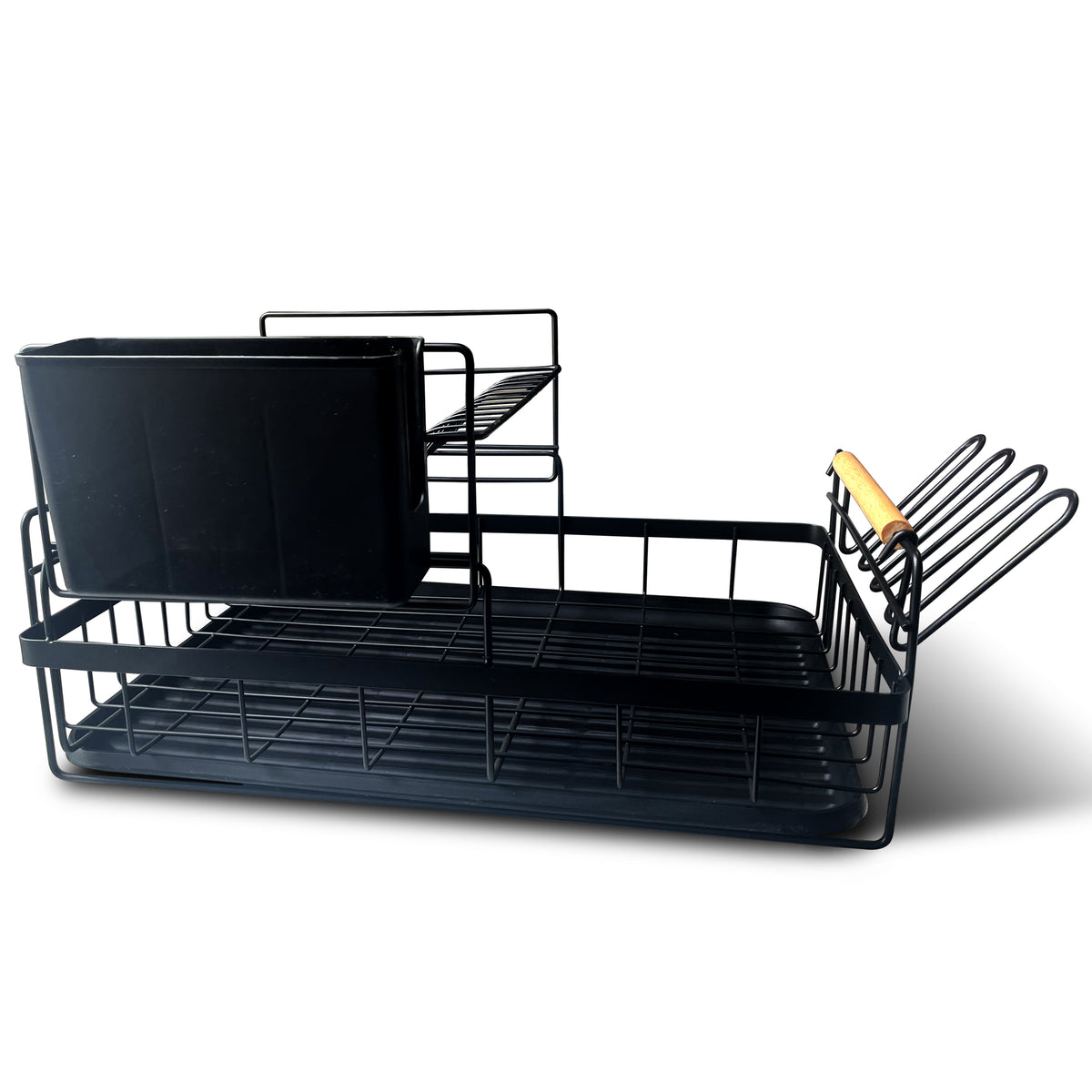Large, freestanding, two-tier dish and cutlery drying rack with drip tray - Carlat