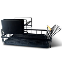 Large, freestanding, two-tier dish and cutlery drying rack with drip tray - Carlat