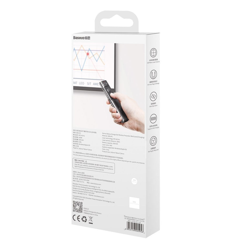 Laser indicator for PC presentation with Orange Dot integrated battery grey - Carlat