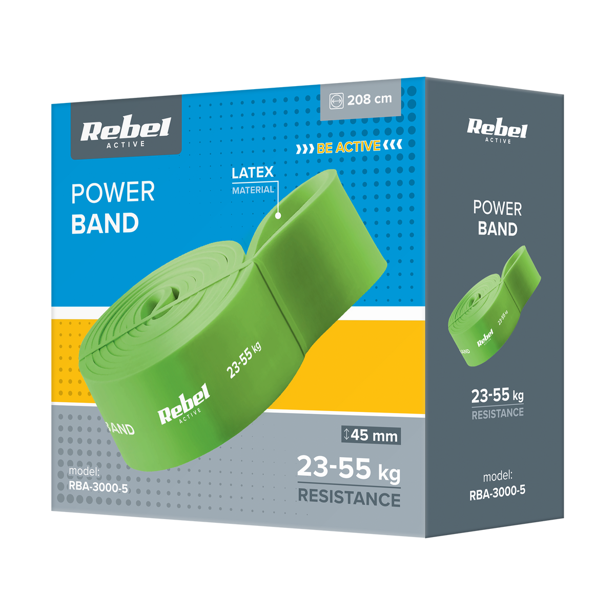 Latex-Übungsband – Power Band PL-5, Grün 23–55 kg REBEL ACTIVE