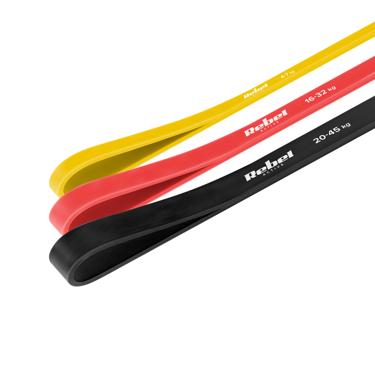 Latex Exercise Band Set - Power Band PLs-1, 4-32 kg, 3 bands, REBEL ACTIVE - Carlat