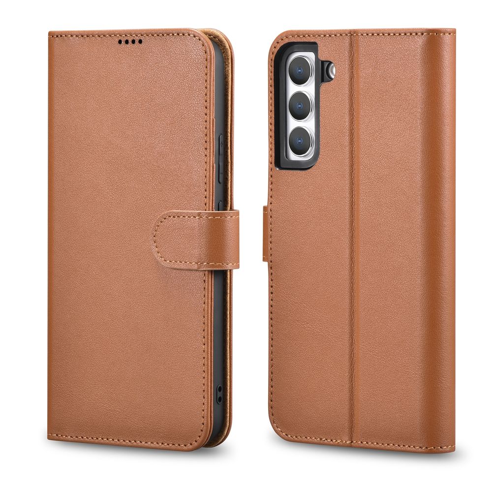 Leather Wallet Case for Galaxy S22+ Brown - Carlat