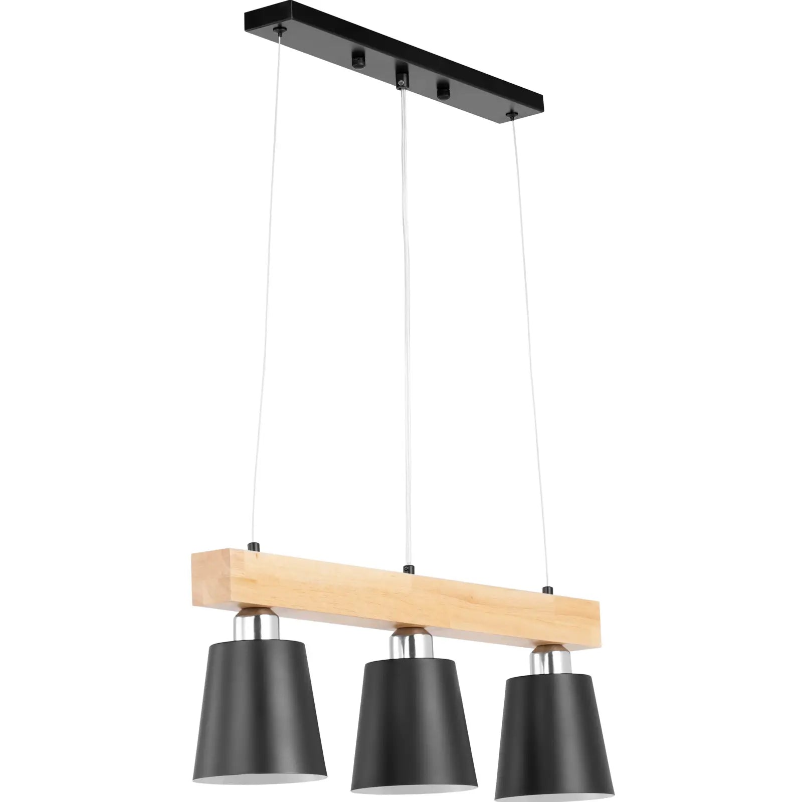 Lighting – 3-point E27 hanging ceiling lamp - wooden beam - Carlat