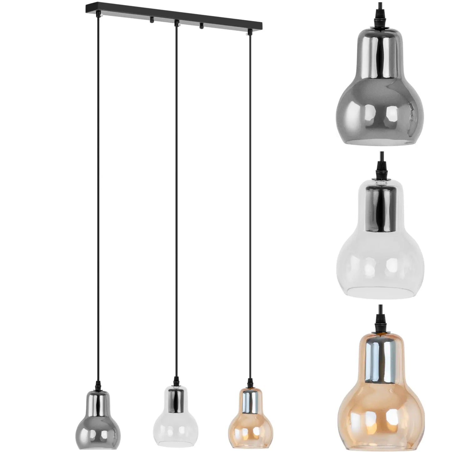 Lighting – Modern 3-point E27 ceiling lamp - glass bells - Carlat