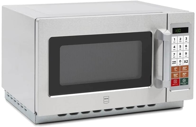 METRO Professional GMW 1034D Professional Microwave Stainless Steel 57.4 x 52.8 x 36.7 cm 1800 Cotton 34 Litres Digital Display 3 Cooking Levels 100 Pre-Installed Programmes Including Defrosting - Carlat