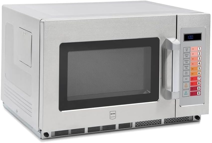 METRO Professional GMW 1034D Professional Microwave Stainless Steel 57.4 x 52.8 x 36.7 cm 1800 Cotton 34 Litres Digital Display 3 Cooking Levels 100 Pre-Installed Programmes Including Defrosting - Carlat