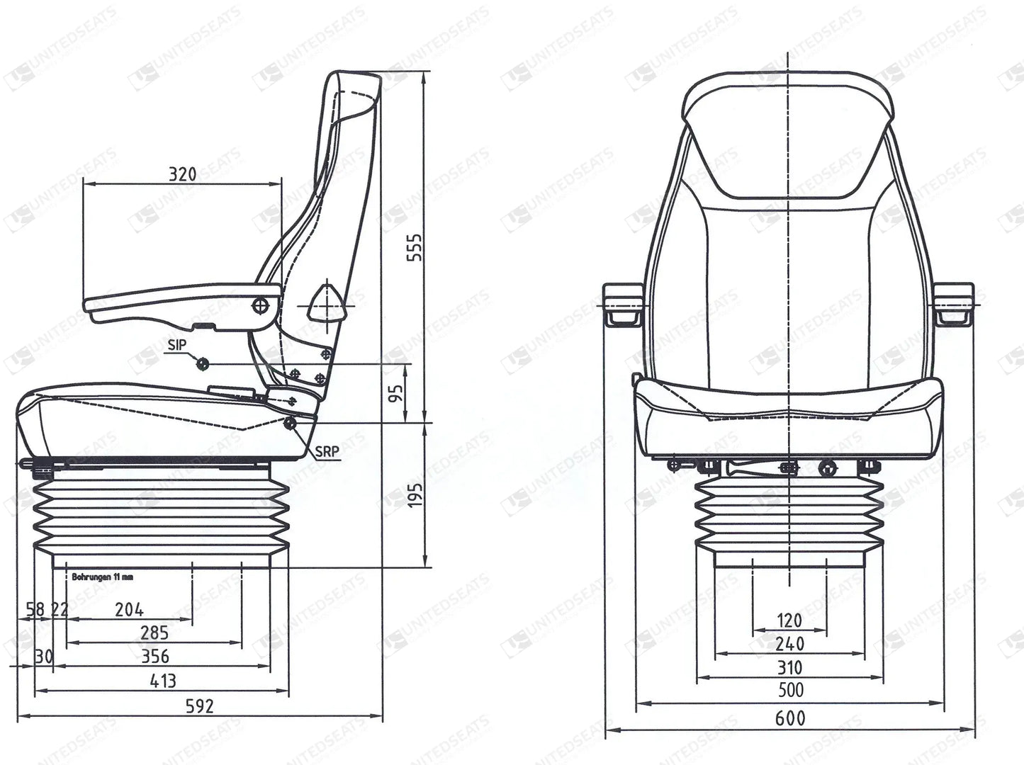 UnitedSeats MGV84/C1 tractor suspension seat fabric - UnitedSeats Mechanical suspended seat (image 2)