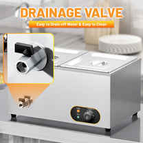 MOOTACO Bain Marie Speisenwärmer Wasserbad Gastro GN-Behältern (GN) 1/2x 2 Warmhalter Edelstahl mit Ablaufhahn 1500W Elektrischer Buffetwärmer,Wasserbad Temperatur einstellbar von 30-85 °C - Carlat