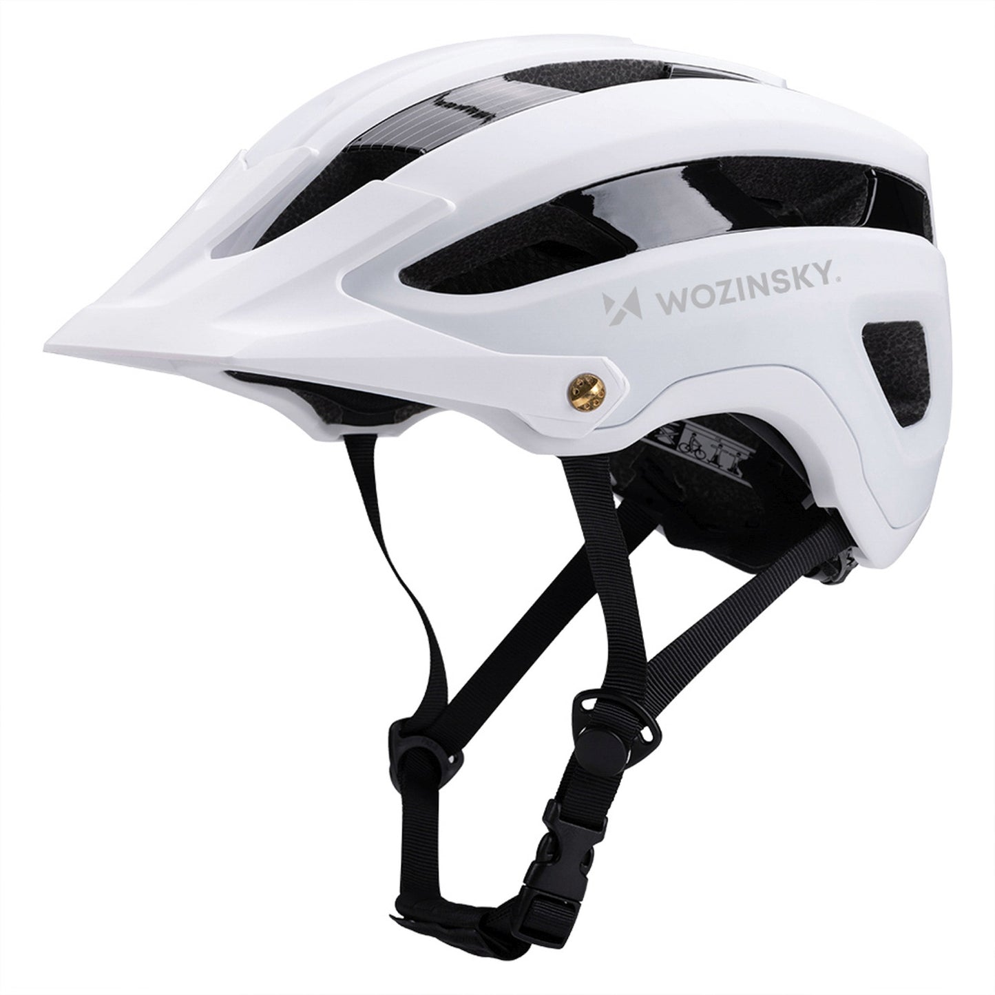MTB bicycle helmet with detachable visor, light, 57-62 cm - black and white - Carlat
