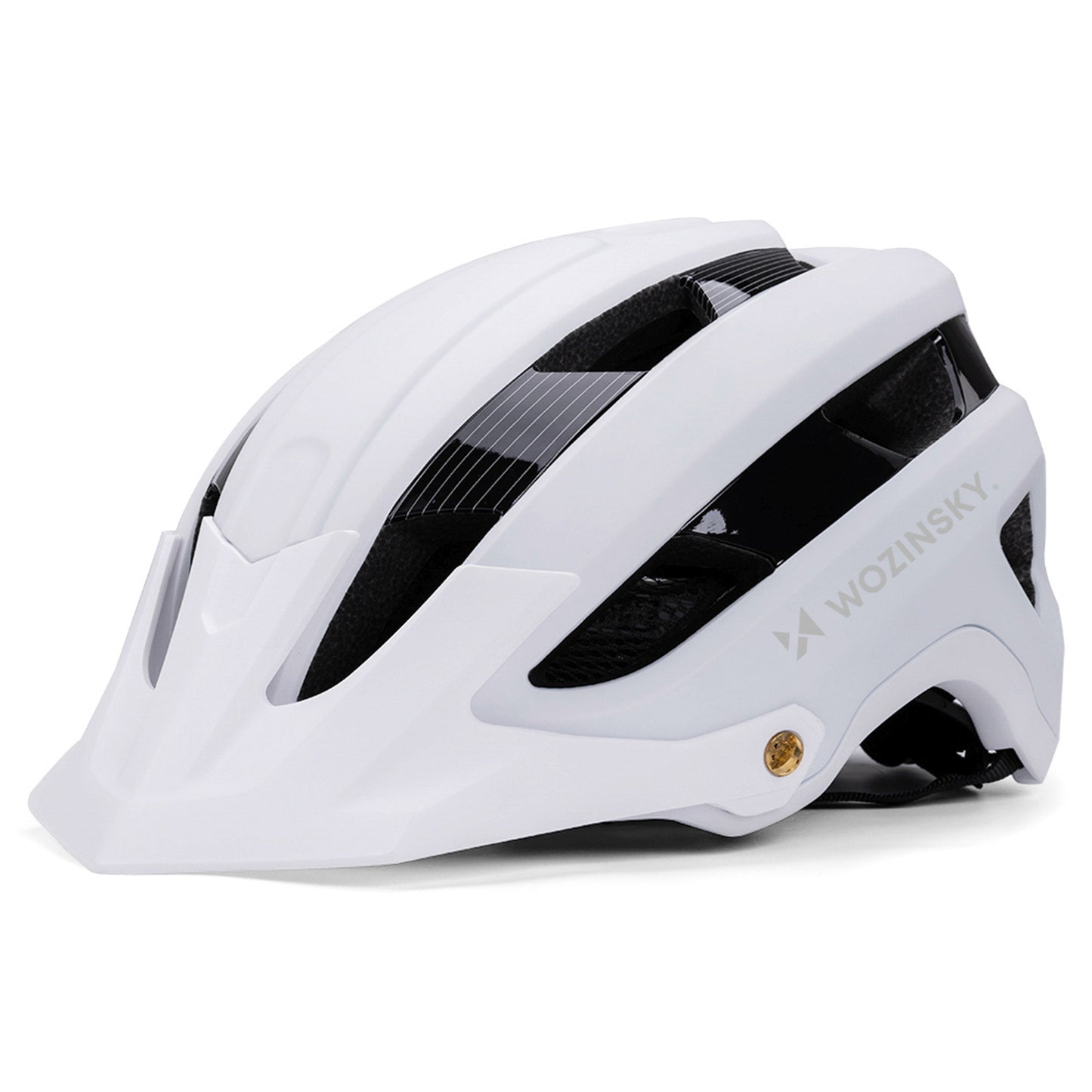 MTB bicycle helmet with detachable visor, light, 57-62 cm - black and white - Carlat