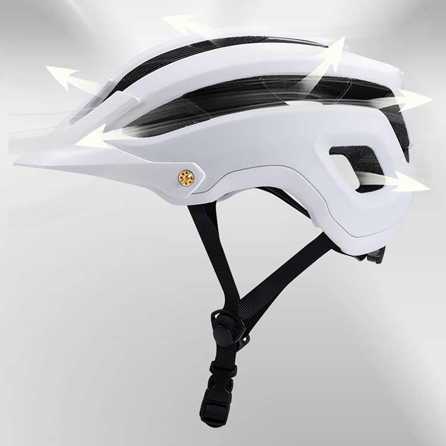 MTB bicycle helmet with detachable visor, light, 57-62 cm - black and white - Carlat