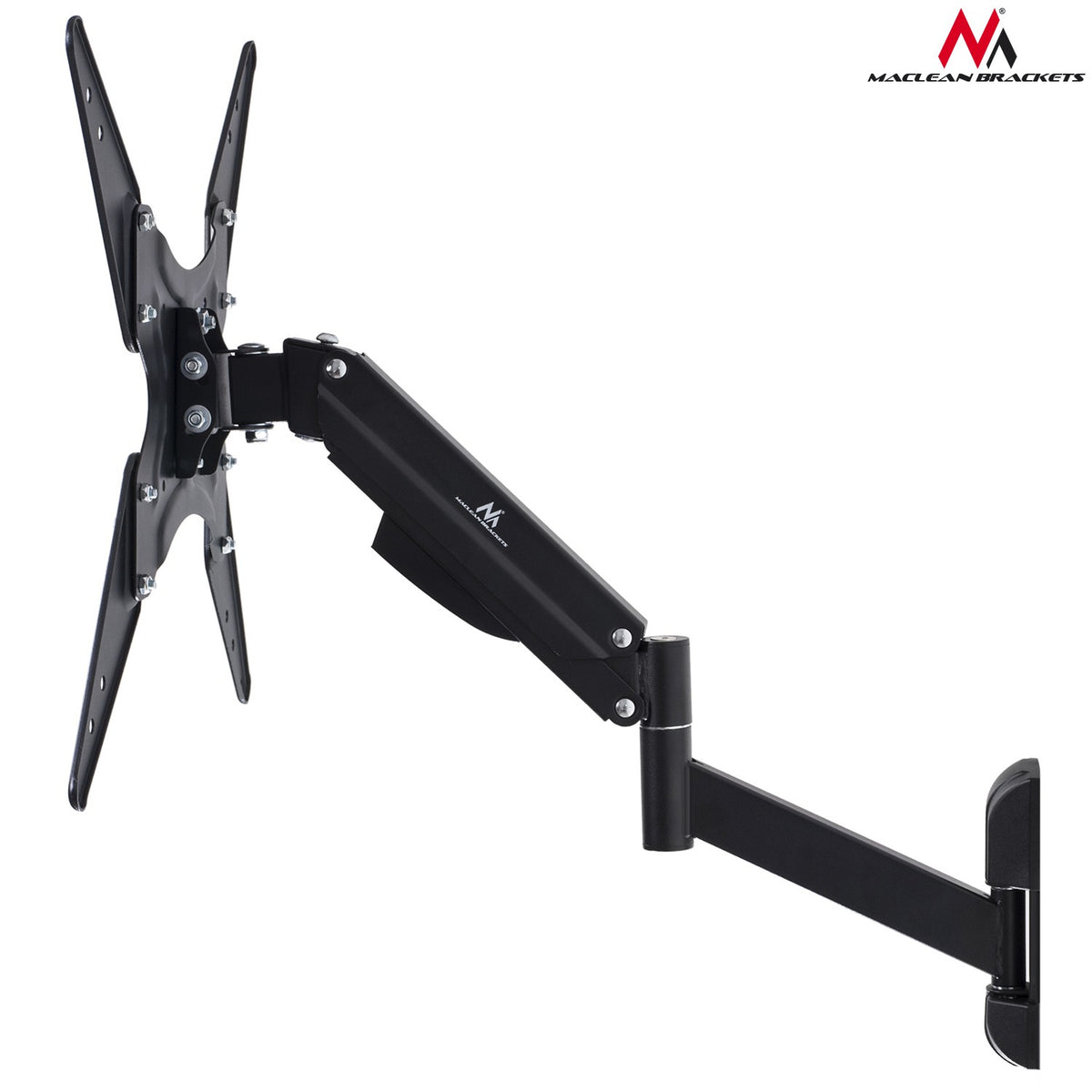 Maclean TV or Monitor Mount/Hanger, Gas Spring, 2 Arms, 25 cm Height Adjustment, 32"-55", 22 kg, Black, MC-784 - Carlat