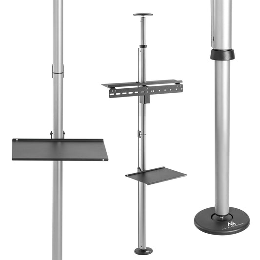 Maclean Telescopic Ceiling-to-Floor TV Mount / Stand with Shelf, 37"-70", max 30 kg, MC-791N - Carlat