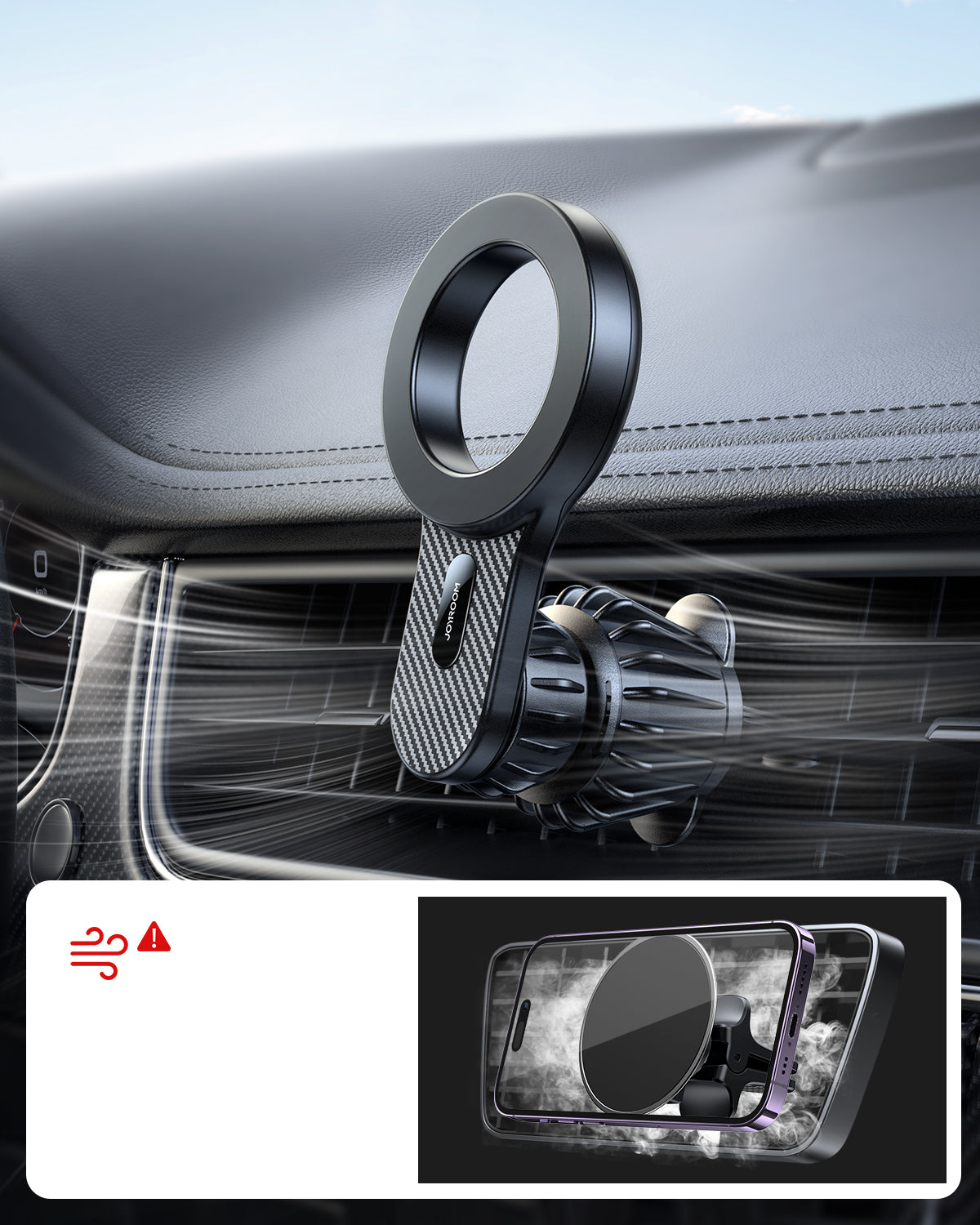 Magnetic car holder for iPhone with MagSafe for air vent, black - Carlat