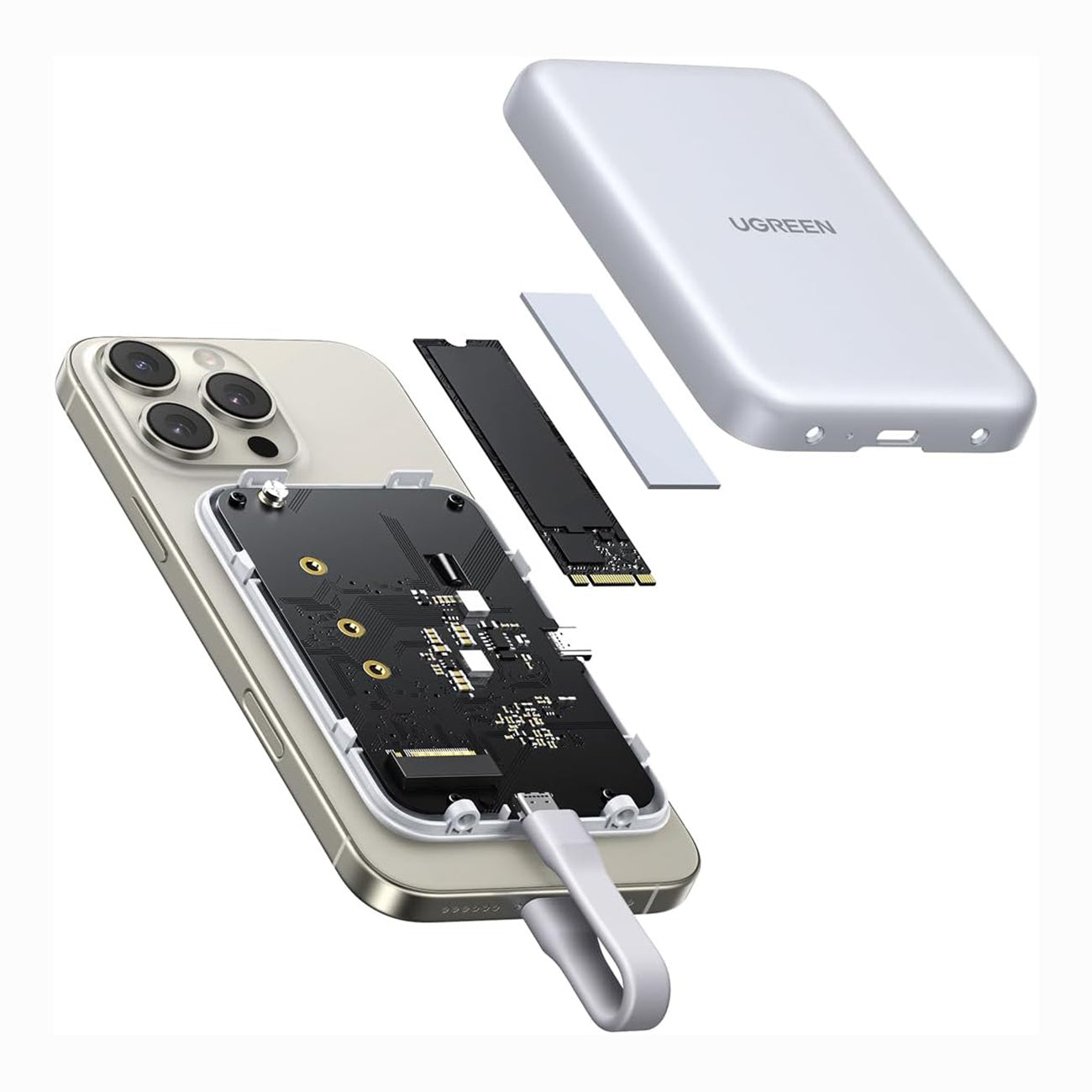 Magnetic case for M.2 NVMe SSD drive - white - Carlat