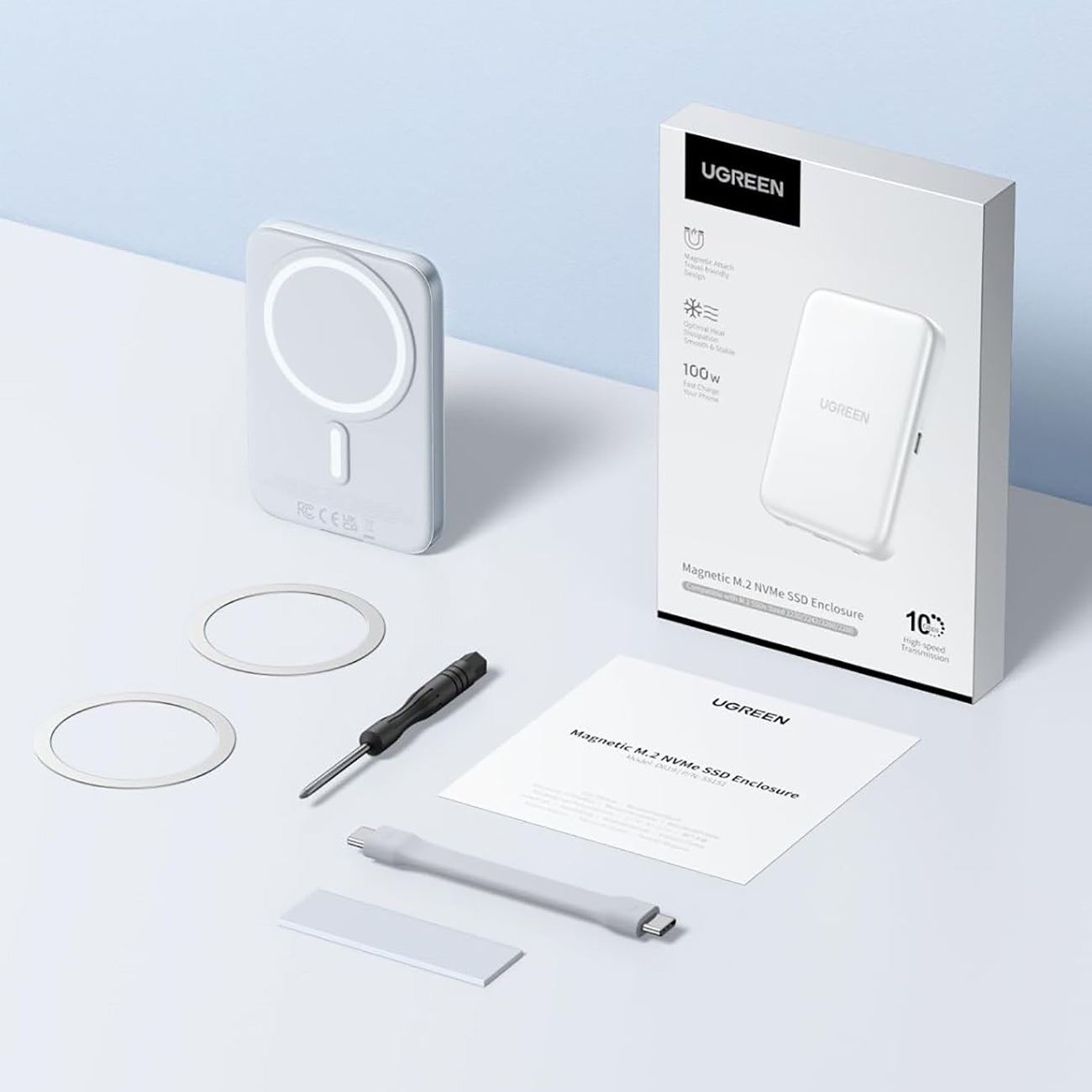Magnetic case for M.2 NVMe SSD drive - white - Carlat