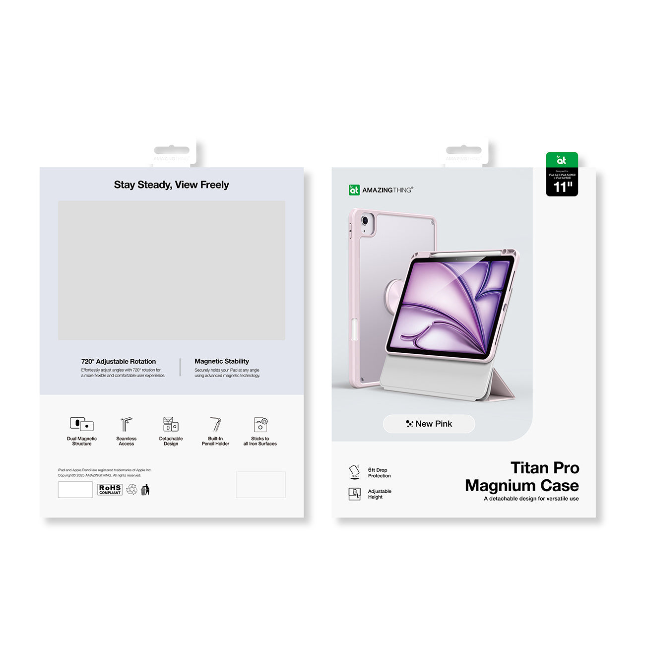 Magnetic case for iPad Air M3 11'' - pink - Carlat