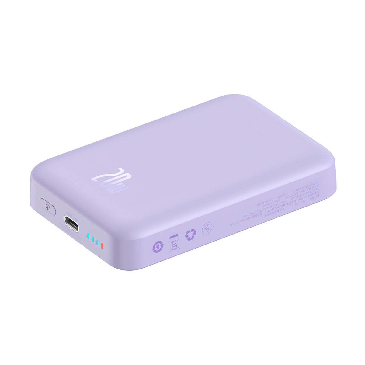 Magnetic induction powerbank 10000mAh 20W + USB-C cable - purple - Carlat