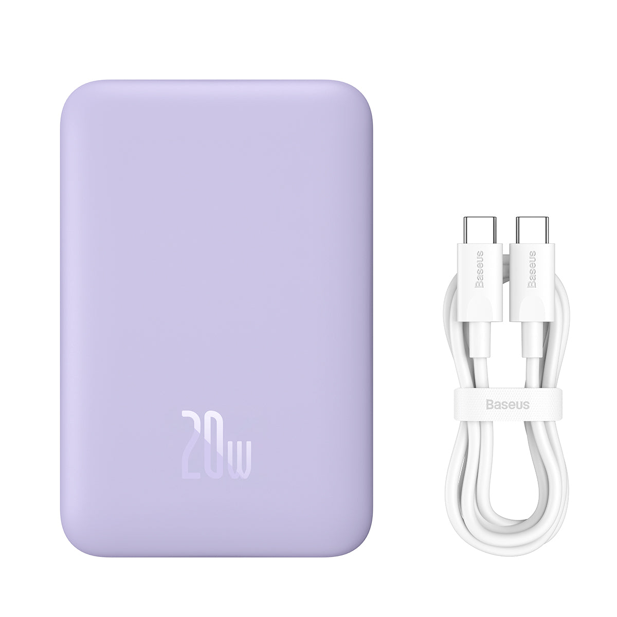 Magnetic induction powerbank 10000mAh 20W + USB-C cable - purple - Carlat
