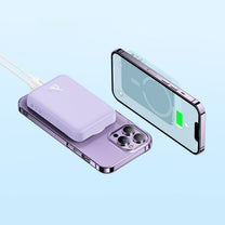 Magnetic induction powerbank 10000mAh 20W + USB-C cable - purple - Carlat