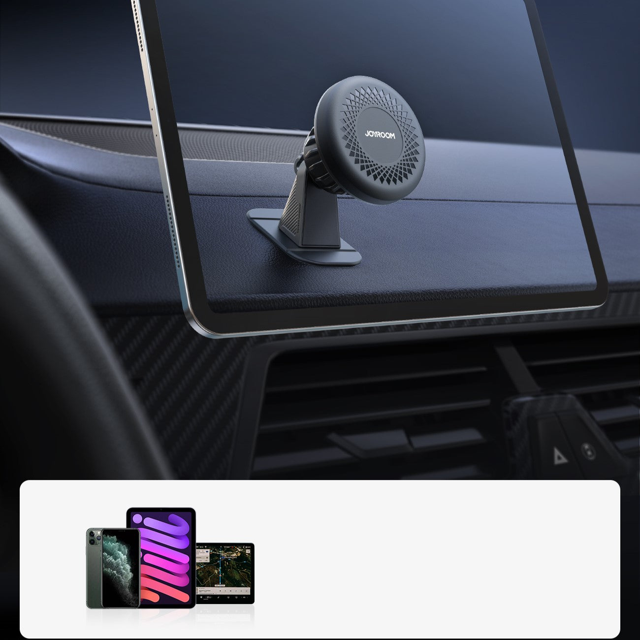 Magnetic phone holder, magnetic for cockpit, dashboard, dark gray - Carlat