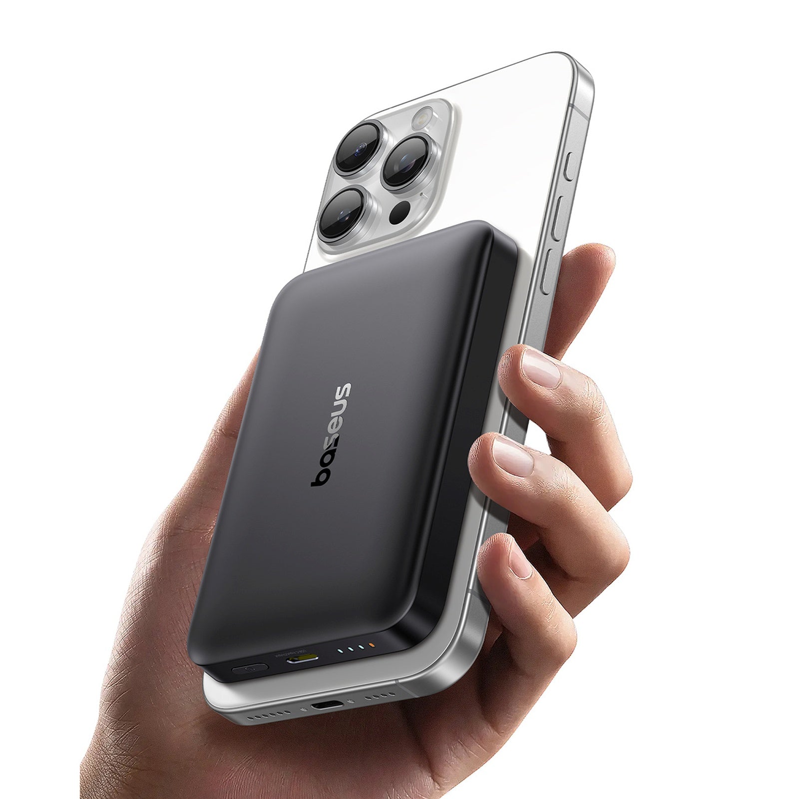 Magnetic power bank 10000mAh 22.5W EnerFill FM12 with USB-C MagSafe Qi2 cable - black - Carlat