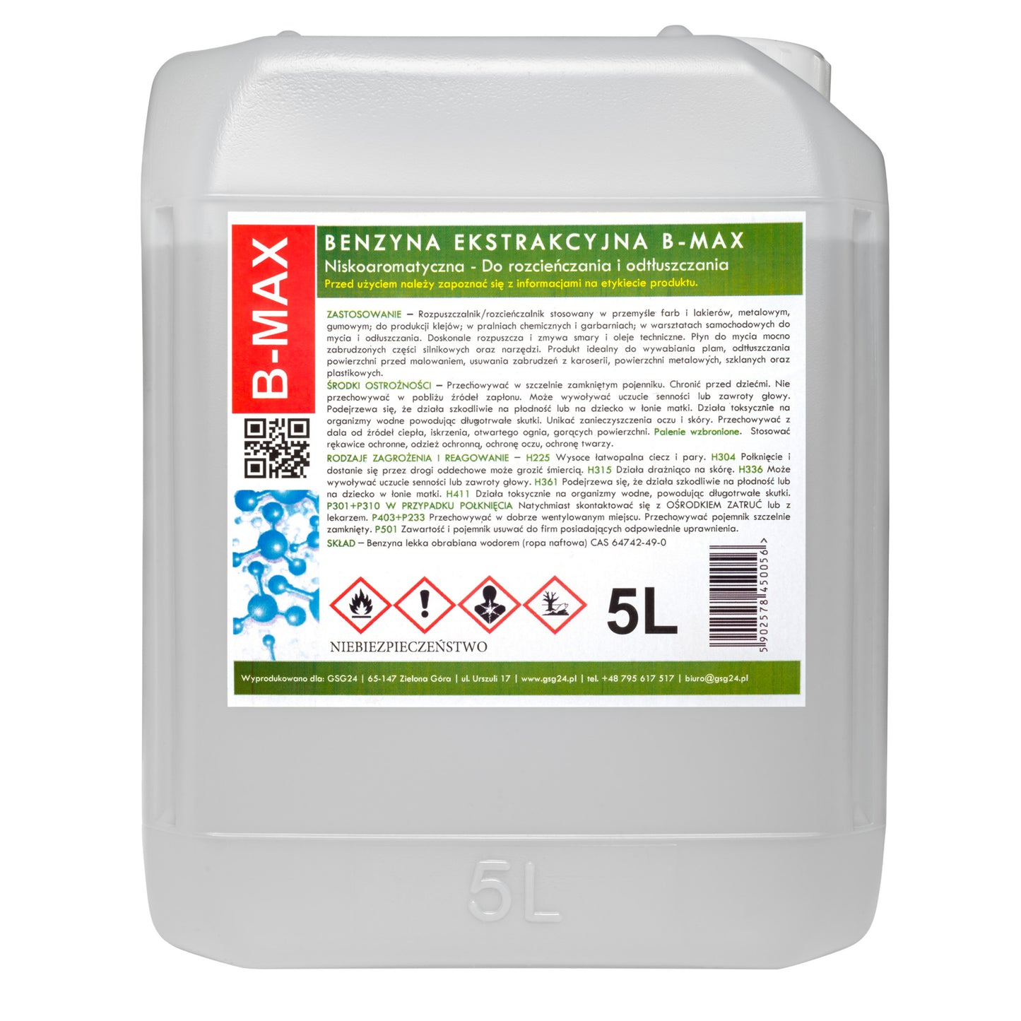 Manufacturing – Benzyna ekstrakcyjna bezwonna B-MAX 5L - Carlat