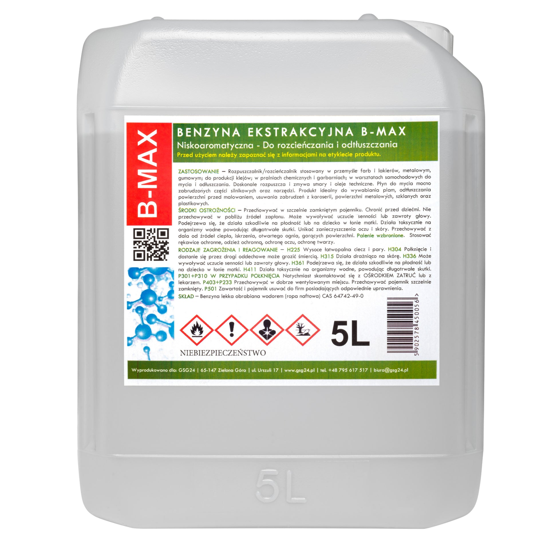 Manufacturing – Benzyna ekstrakcyjna bezwonna B-MAX 5L - Carlat
