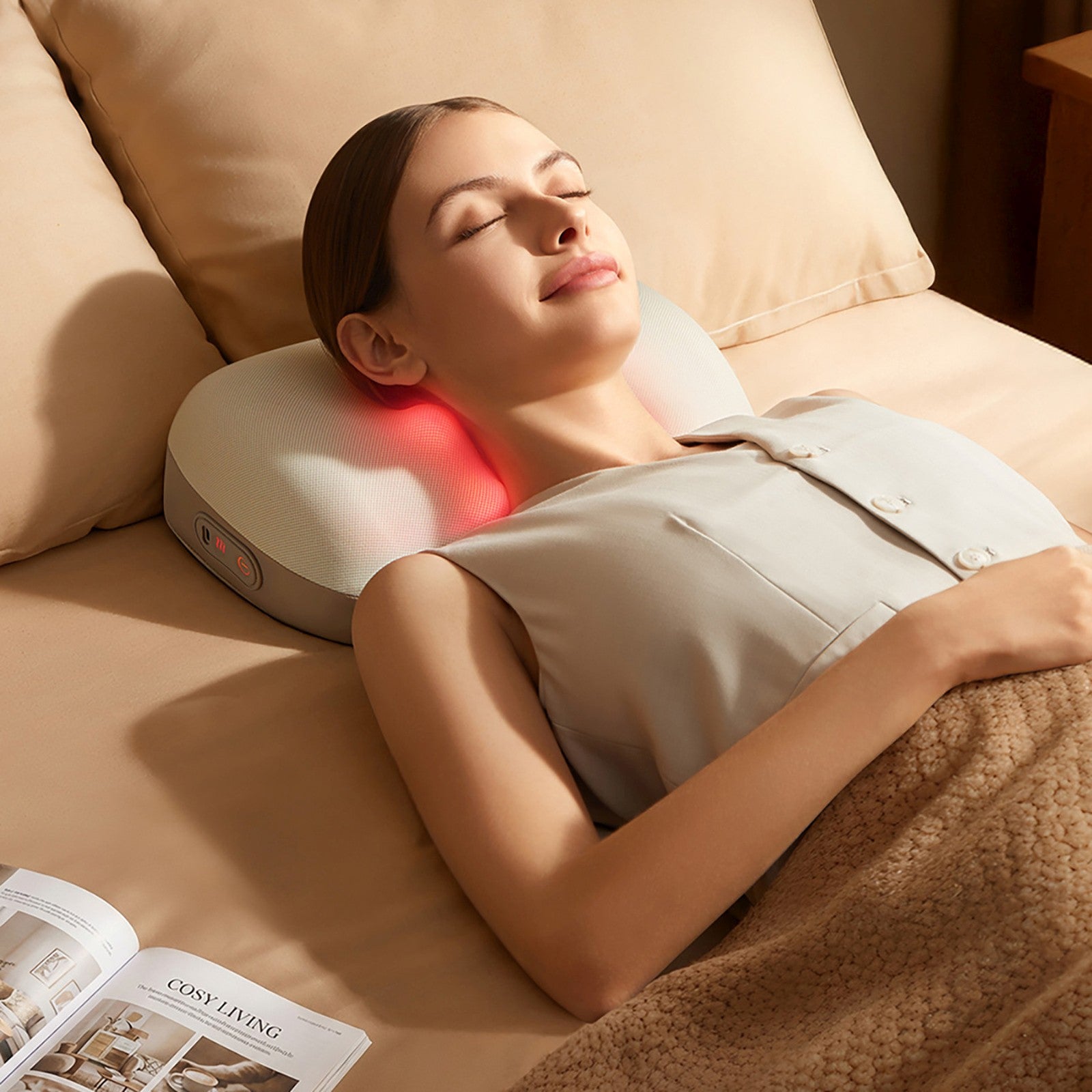 Massage devices – Neck pillow massager with heating - beige - Carlat