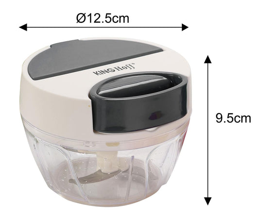 Mechanically powered kitchen food processor, white with gray accents, 12.5 cm in diameter, 400 ml capacity, Kinghoff, KH-1881 - Carlat