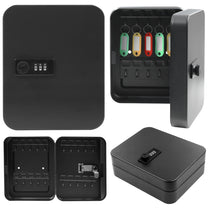 Metal Key Box with Digital Combination Lock, 48 Hooks, Stickers, Black - Carlat