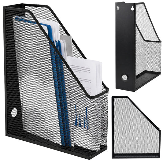 Metal Office Organizer Stand for Documents and Folders, Vertical, Black, A4 - Carlat