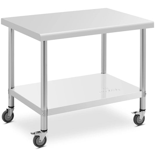 Metal table catering with wheels with shelf STAL 70 x 100 cm - Carlat