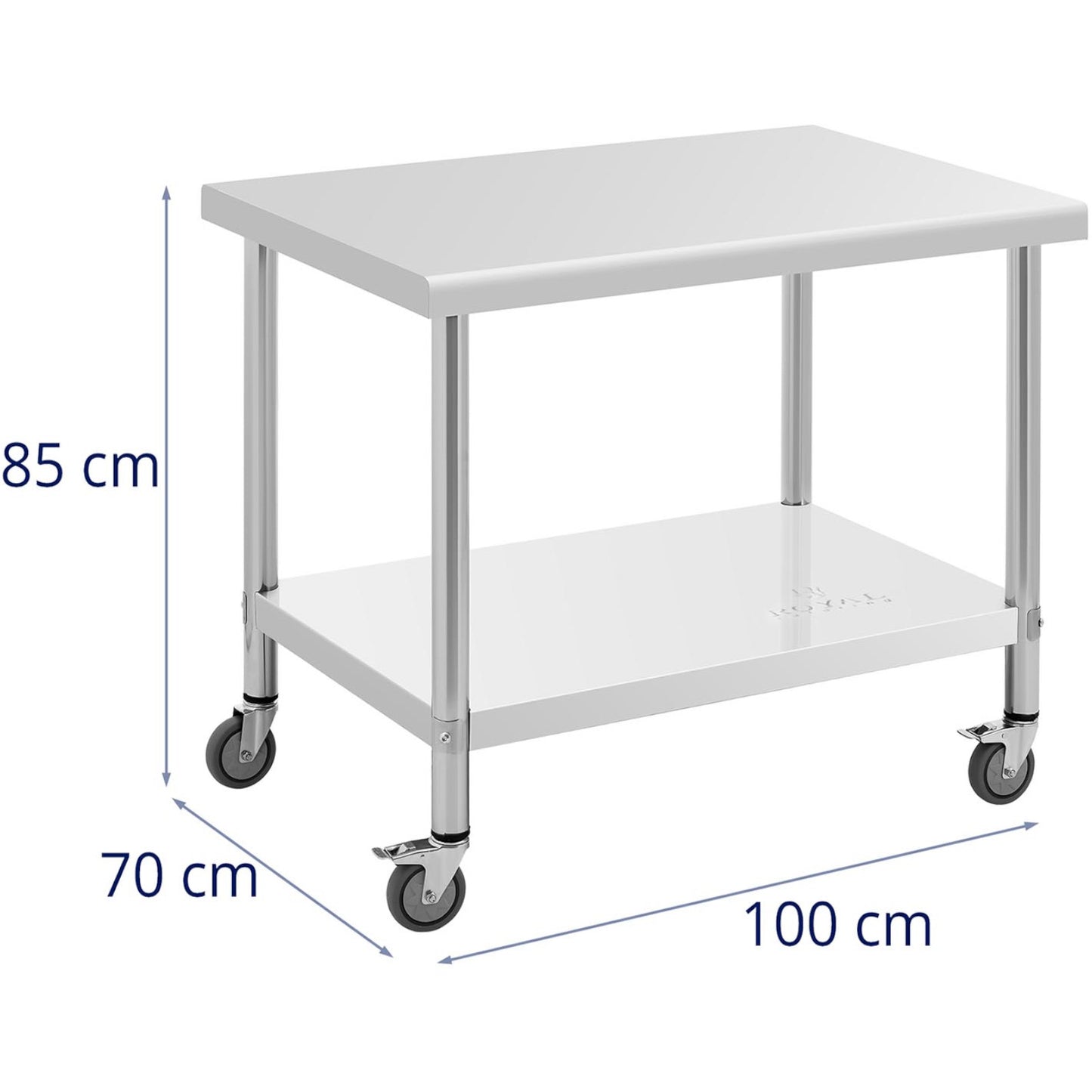 Metal table catering with wheels with shelf STAL 70 x 100 cm - Carlat