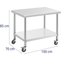 Metal table catering with wheels with shelf STAL 70 x 100 cm - Carlat