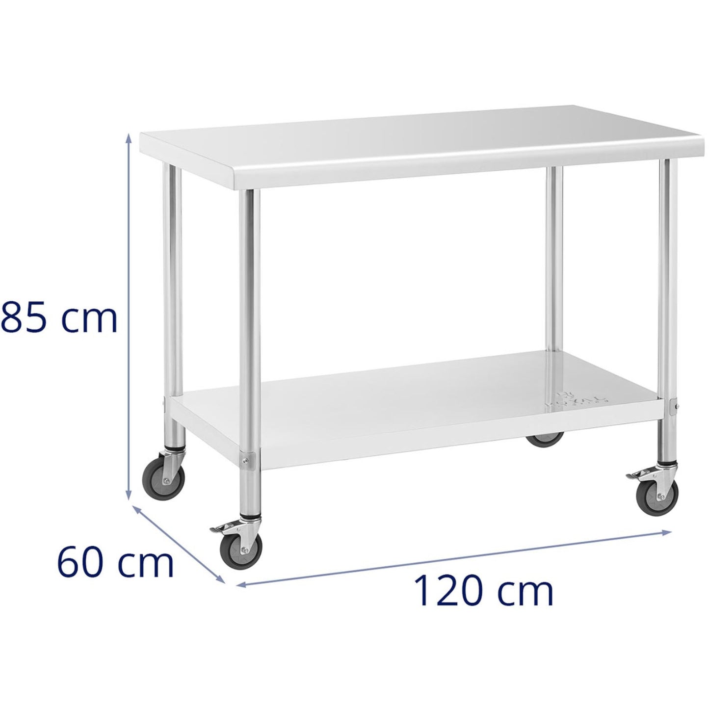 Metal table catering with wheels with shelf STAL 70 x 100 cm - Carlat