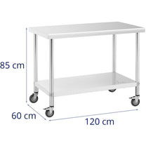 Metal table catering with wheels with shelf STAL 70 x 100 cm - Carlat