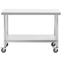 Metal table catering with wheels with shelf STAL 70 x 100 cm - Carlat