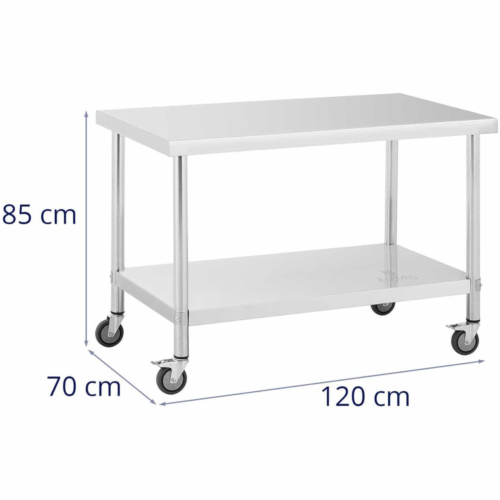Metal table catering with wheels with shelf STAL 70 x 100 cm - Carlat