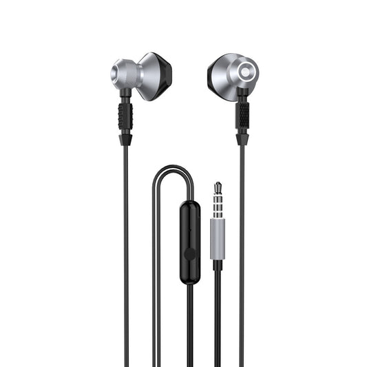 Metal wired in-ear headphones with 3.5 mm mini jack, gray - Carlat
