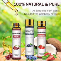 Migcaput 8 x 10 ml Fruity Essential Oils Set, Essential Oils for Diffuser Humidifier Candles, 100% Natural Essential Oils Aroma Oil - Strawberry, Blueberry, Cherry, Coconut - Carlat