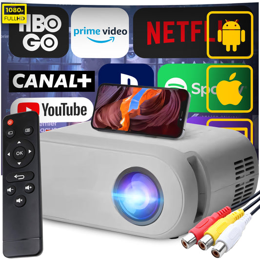 Mini Projector, Portable LED Projector, Wi-Fi, Full HD, TV, HDMI, 3000 lm, LCD + Remote Control - ER1160 - Carlat