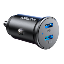 Mini car charger for cigarette lighter socket 30W 2x USB-C, metal, black - Carlat