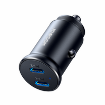 Mini car charger for cigarette lighter socket 30W 2x USB-C, metal, black - Carlat