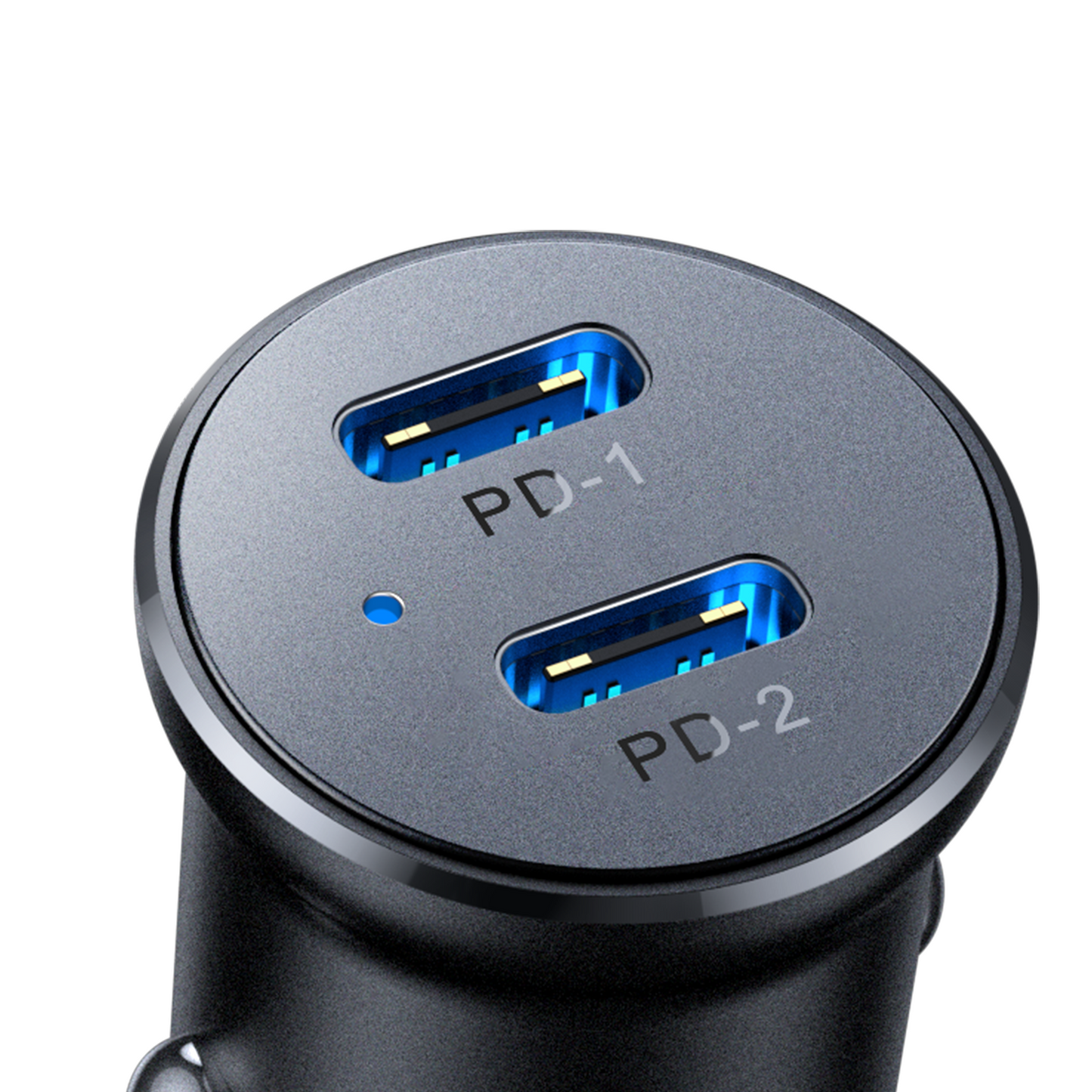 Mini car charger for cigarette lighter socket 30W 2x USB-C, metal, black - Carlat